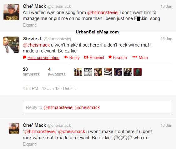 stevie j che mack twitter beef